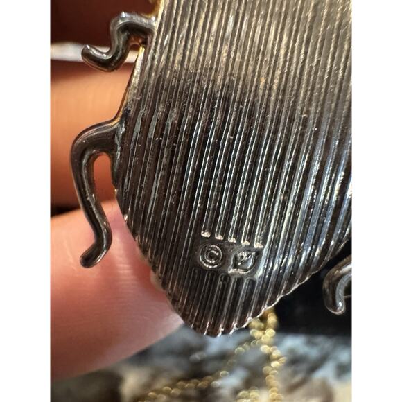 Swarovski Gold Tone Crystal Station Scarab Pendant 33" Necklace 18.2g - Picture 7 of 8